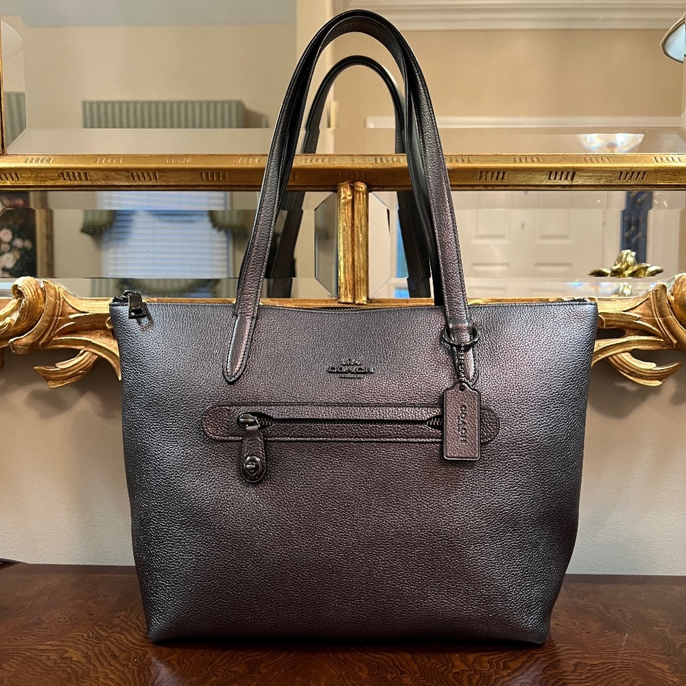 Coach Taylor Tote in Metallic Pebble Leather - EUC